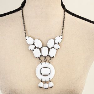 Chadwick’s bold contemporary statement bib necklace with white stones & gunmetal